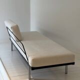 Modernist canapé design – Completely reupholstered in Pierre Frey fabric.