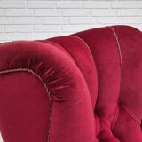 1960s, Danish relax armchair, original condition, red furniture velour.