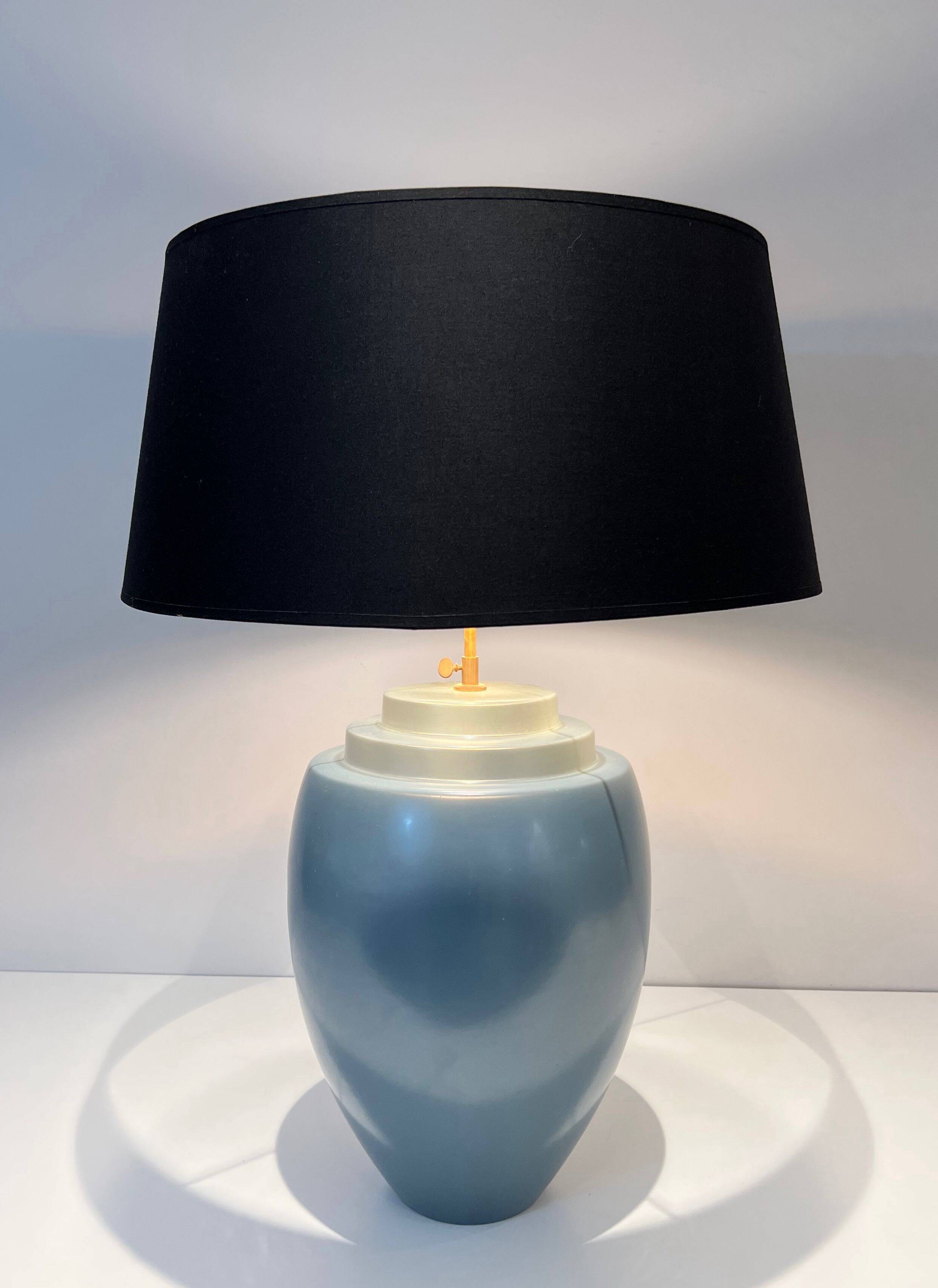 Blue ceramic lamp by Kosta