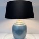 Blue ceramic lamp by Kosta