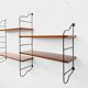 Etagère murale vintage 2 modules en teck et métal noir style String Tomado des années 50 60