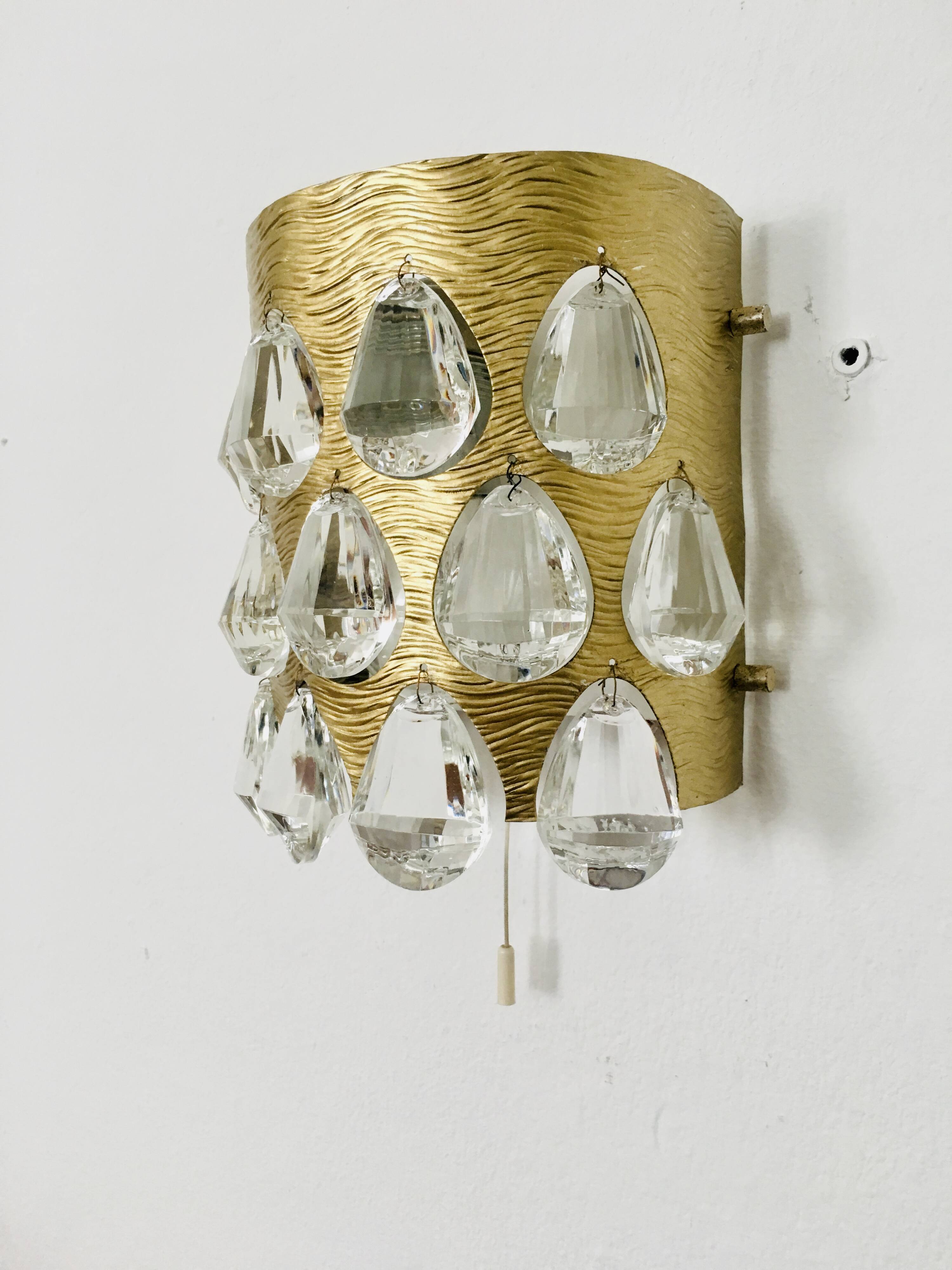 Applique murale en verre cristal par Palwa