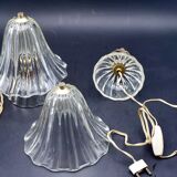 Set of 2 Art Deco Murano glass Barovier e Toso table lamps, 1950