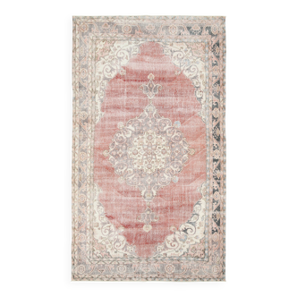 7x12 Vintage Dusty Rose Mid Century Moderin Turkish Vintage Rug,201x351 Cm
