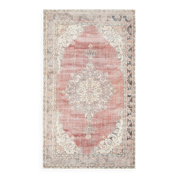 7x12 Vintage Dusty Rose Mid Century Moderin Turkish Vintage Rug,201x351 Cm