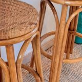 Vintage rattan and wicker bar stools