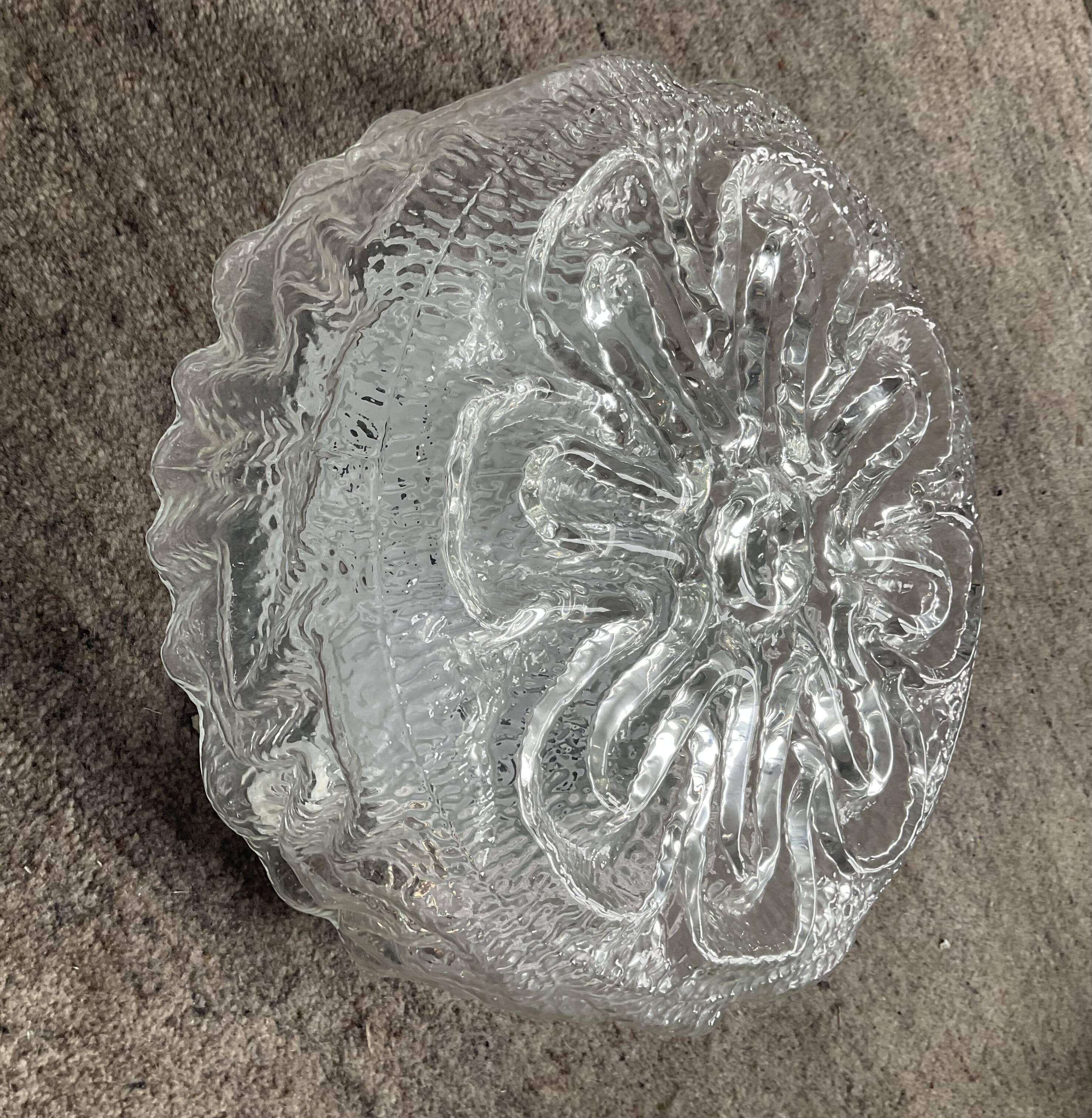 Vintage molded glass wall lamp from the 70s