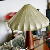 Vintage cocoon mahogany table lamp attributed to achille castiglioni 1960