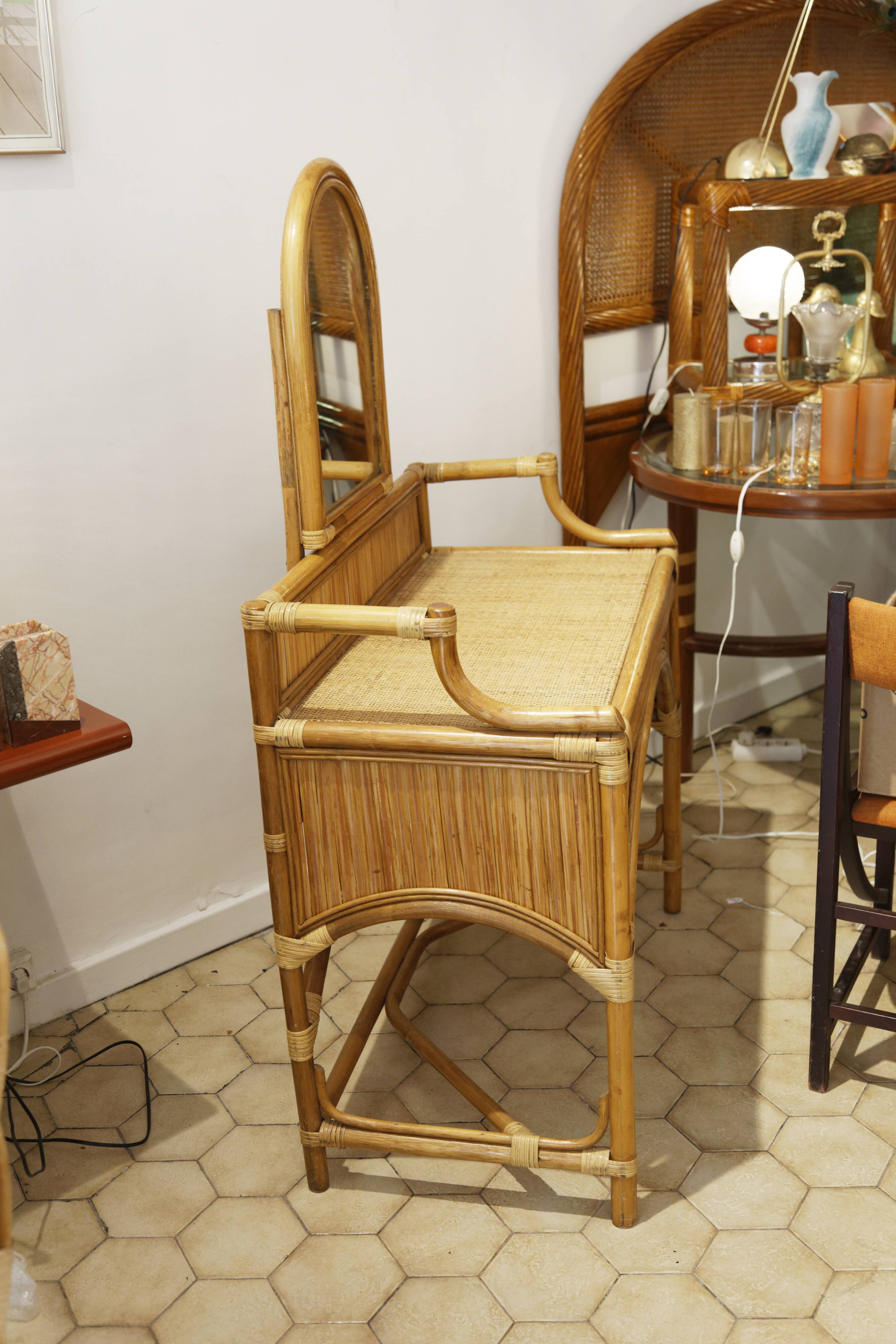 Dressing table and mirror Bamboo Blond rattan
