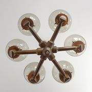 Lustre 6 lumières vintage en bois