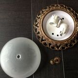Round ceiling lamp in frosted glass art deco style