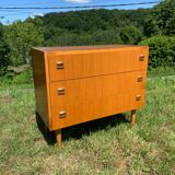 Chest of drawers 3 drawers vintage wood veneer