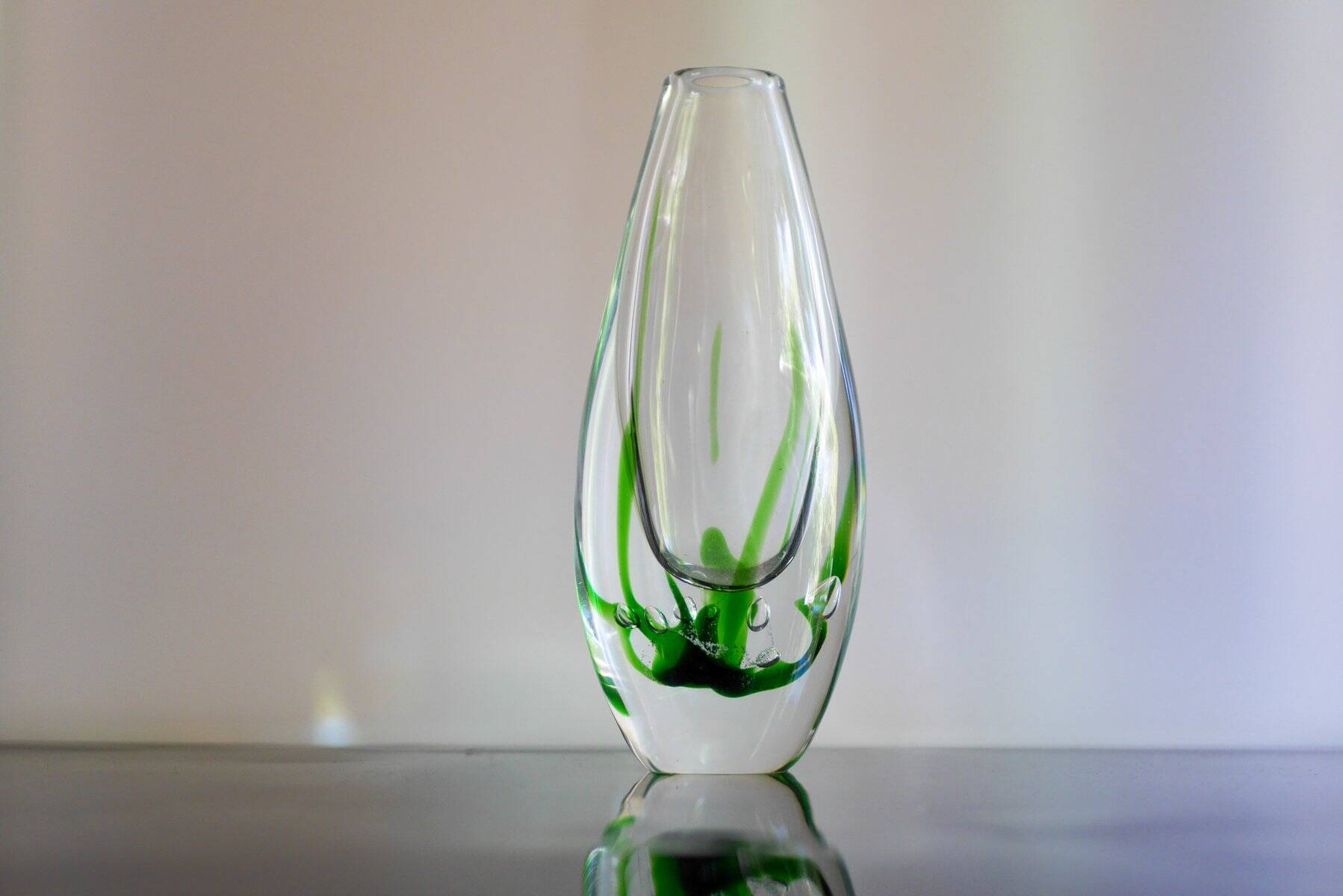 Seaweed & Fish Vases by V. L. Kosta, Set of 2