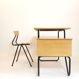 Wooden school desk and chair