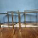 Pair of bedside tables, end of sofas in brass and vintage smoked glass