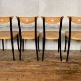 Series Set of 6 vintage bistro chairs in curved wood