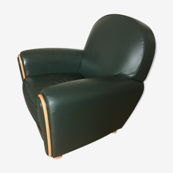 English green leather club chair