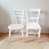 Set of 4 vintage wood and white chairs
