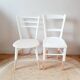 Set of 4 vintage wood and white chairs