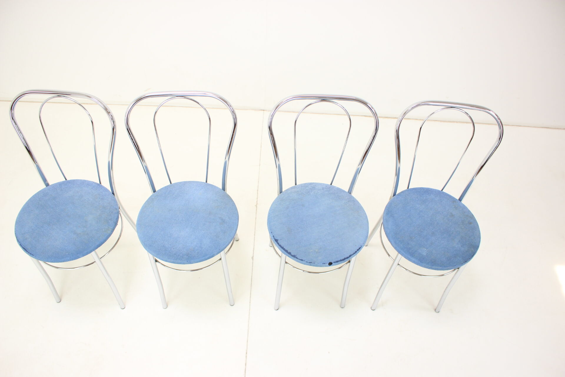 1980s Set of Four Chrome Dining Chairs, Italy