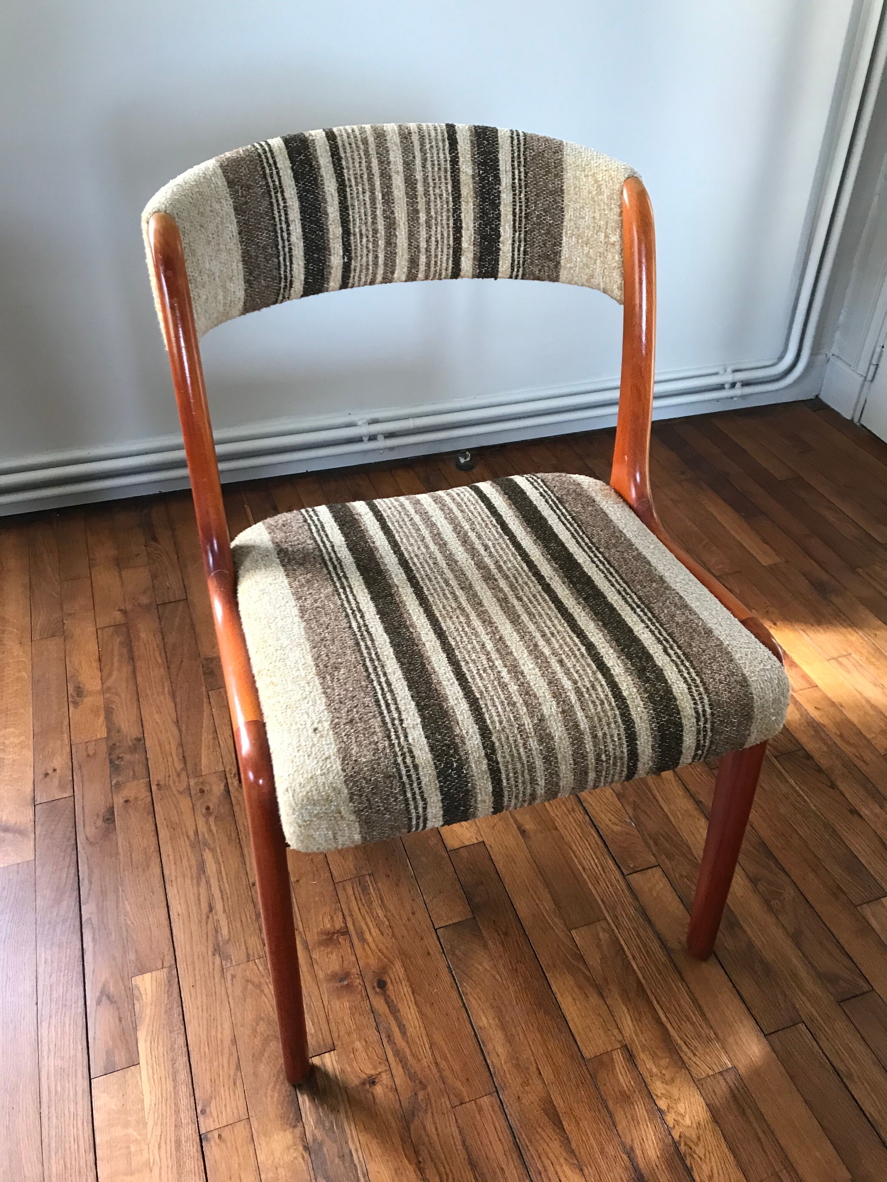 Wooden chair and woolly fabric