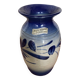 Ancien vase alsacien en grès gris bleuté et décor de fleurs, Anne Ehret