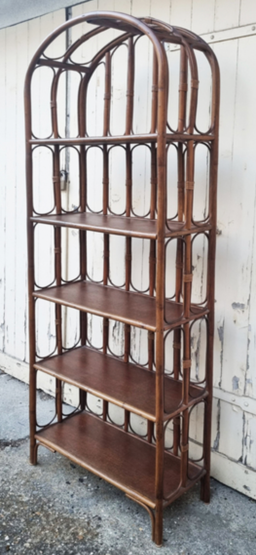 Bibliothèque étagères en bambou et rotin Maugrion pour Roche Bobois, années 80