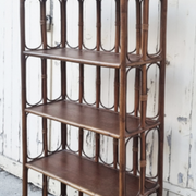 Bookcase bamboo and rattan shelves, Maugrion for Roche Bobois, 80s