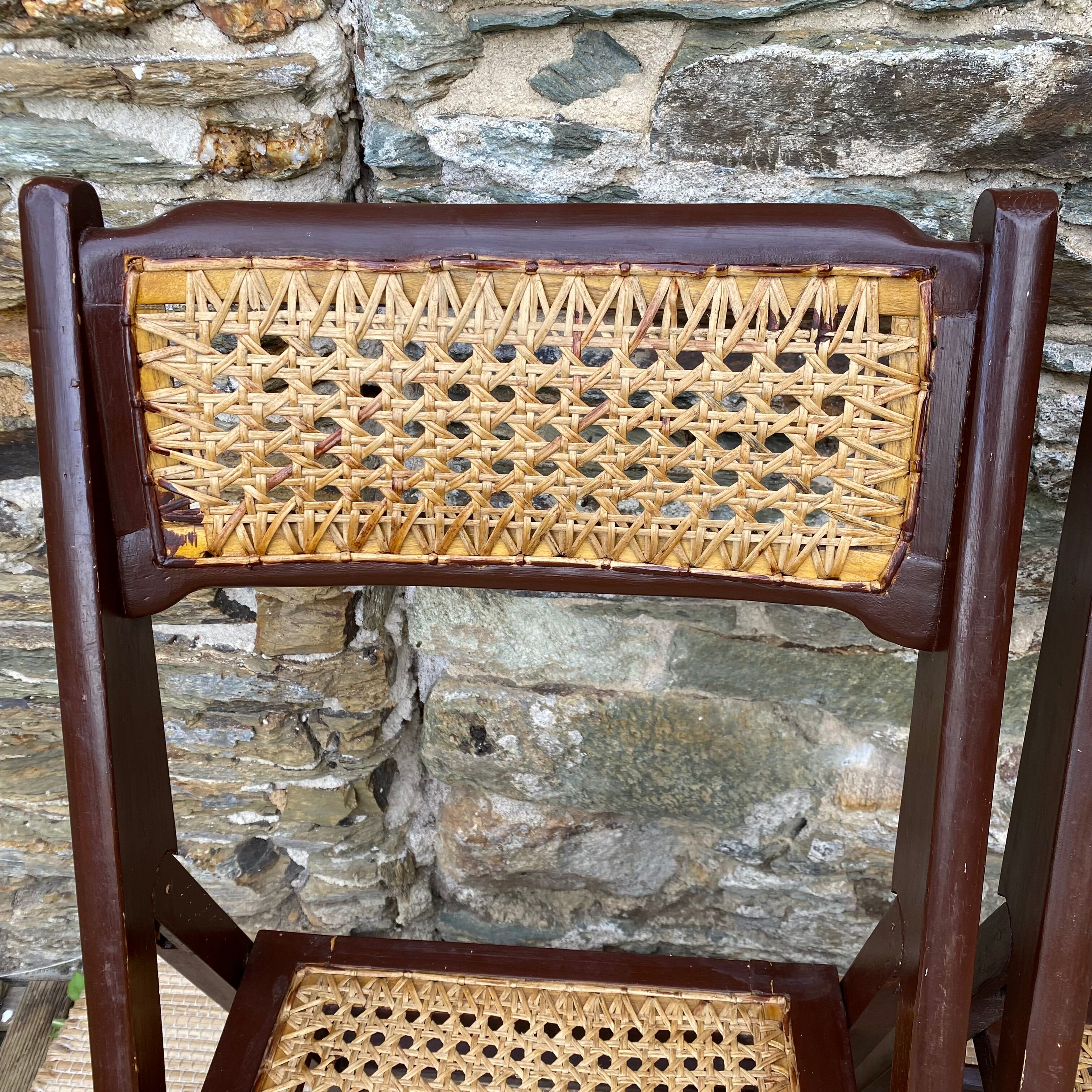Vintage folding chairs wood and canning