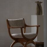 Henning Kjærnulf, Oak and lambswool armchair, "Kurul" model, Mid-century, 1960s