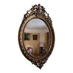 Miroir ovale ancien en - stuc