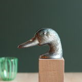 Vintage duck bottle opener signed Ducky in silver metal