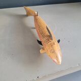 Vintage handmade wooden articulated fish - Ref 854