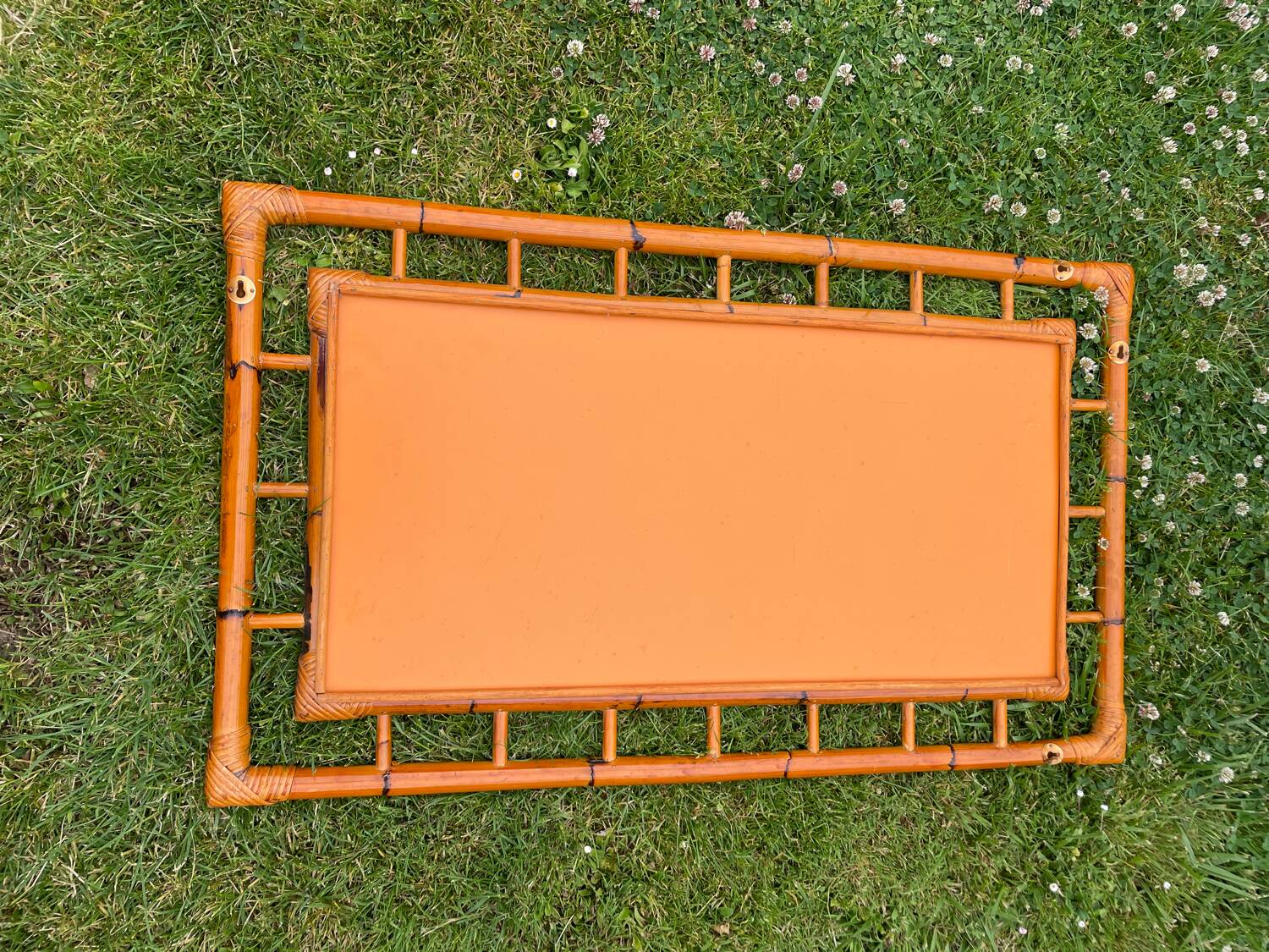 Vintage bamboo mirror 1970