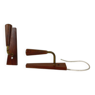 Pair of Danish wall lights in rosewood, 1960s/70s.