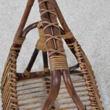 Vintage rattan magazine rack F.lli Castano 1950s