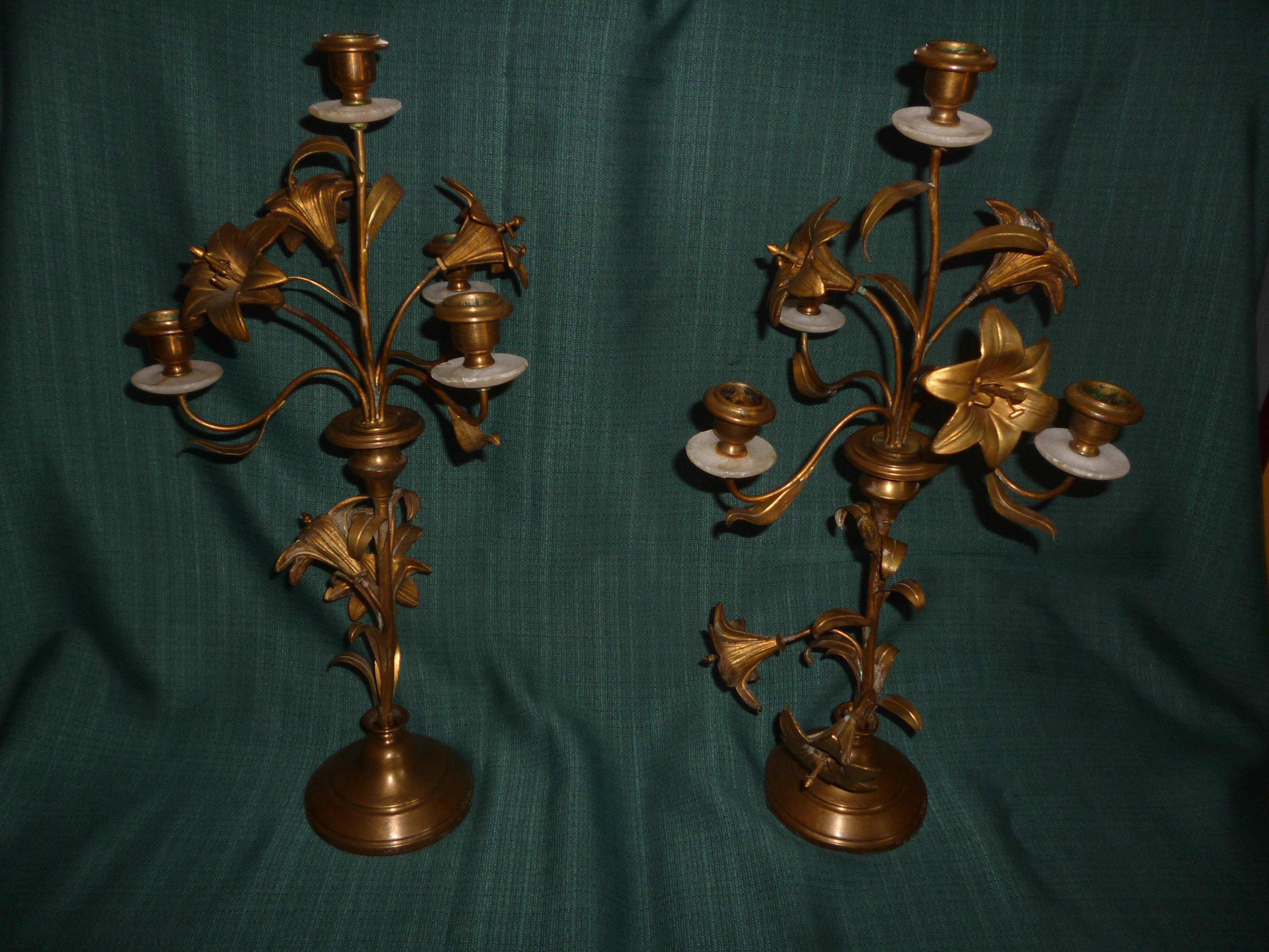 Paire de candélabres bronze laiton XIX