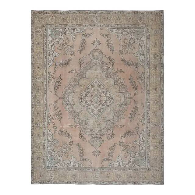 1960s Persian Handmade Wool Cotton Orange Oversized Area Rug 294x379