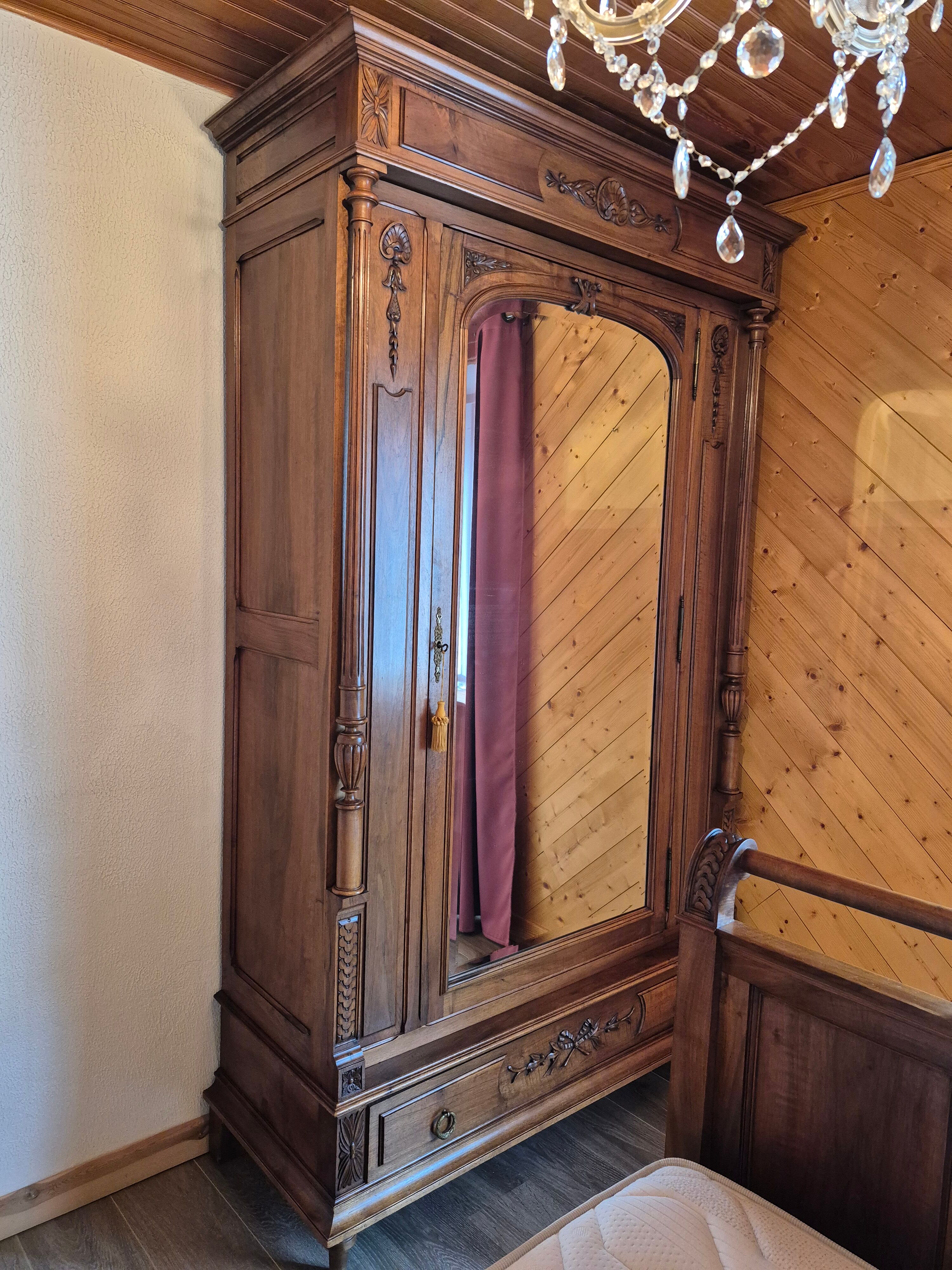 Antique carved wardrobe – solid wood Louis Philippe style