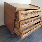 Commode en bois et rotin vintage