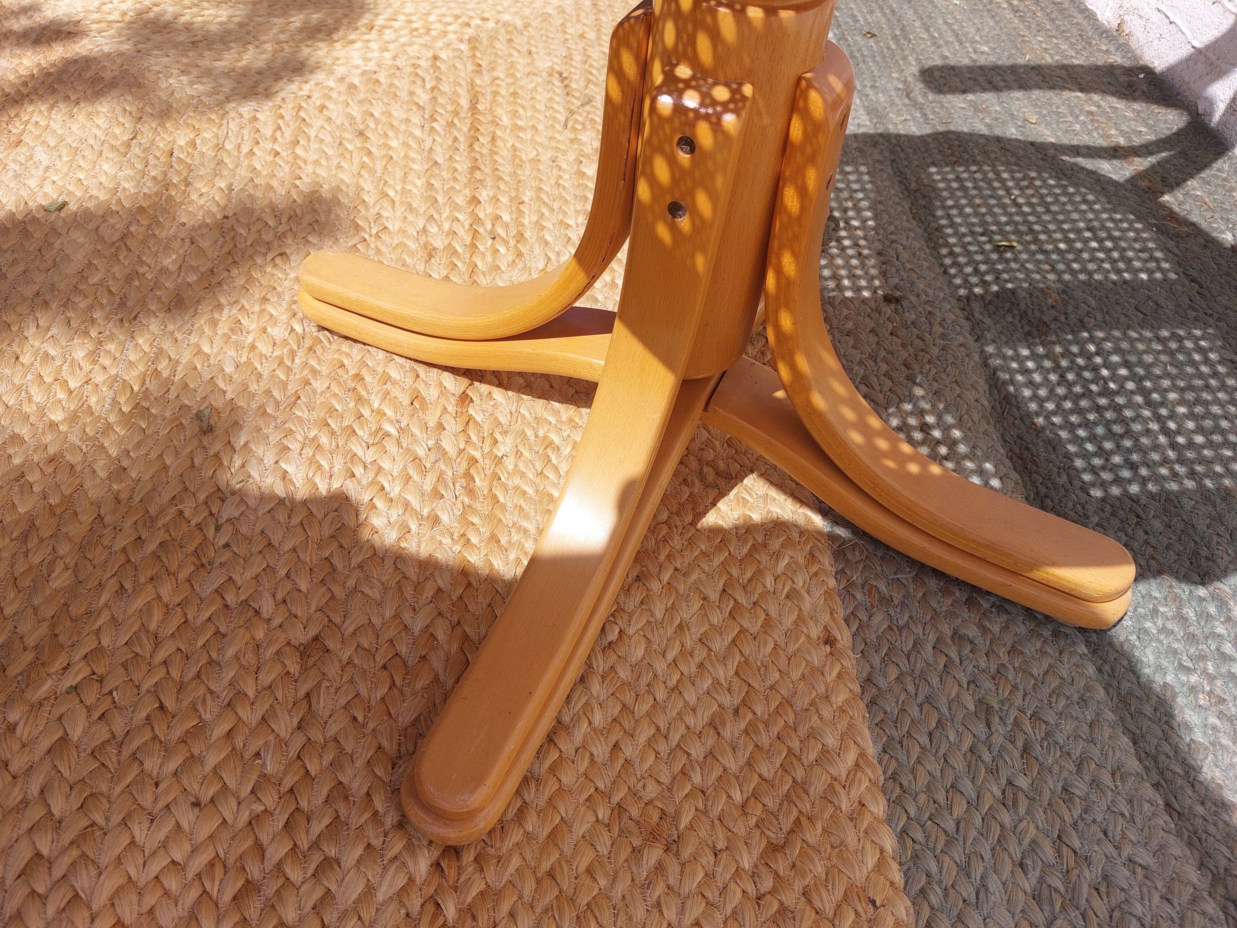 fauteuil tournant bois et cannage, vintage