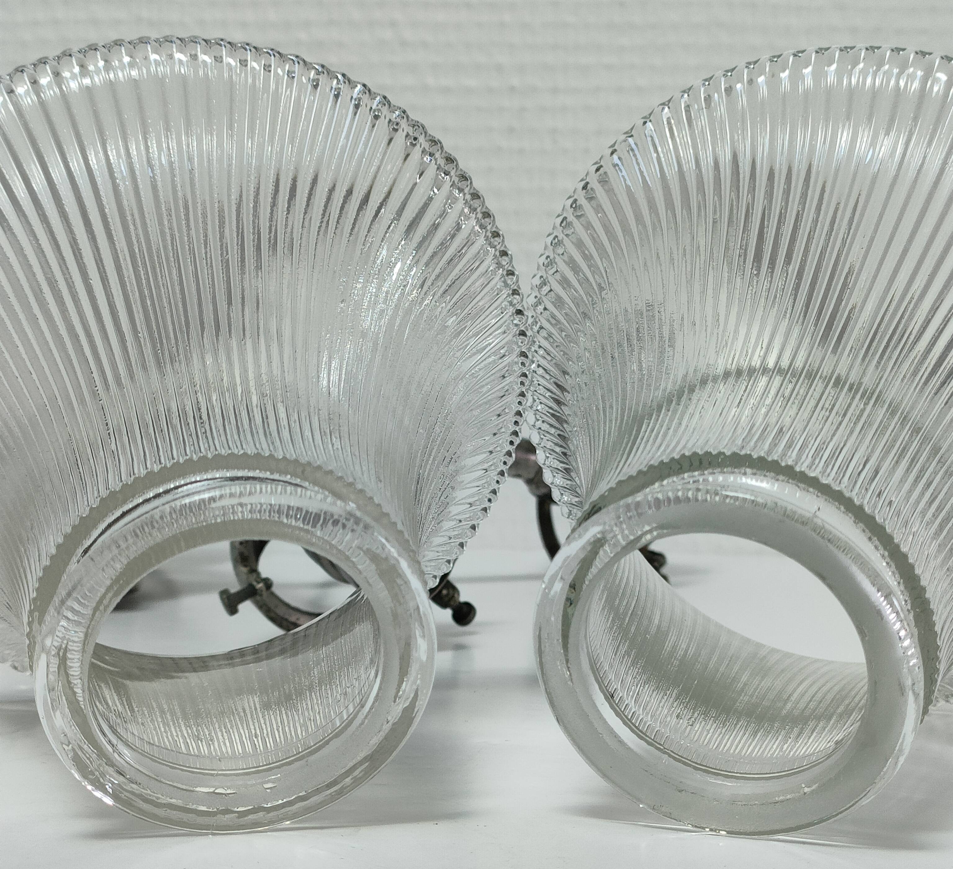 Pair of bronze and glass sconces  1900