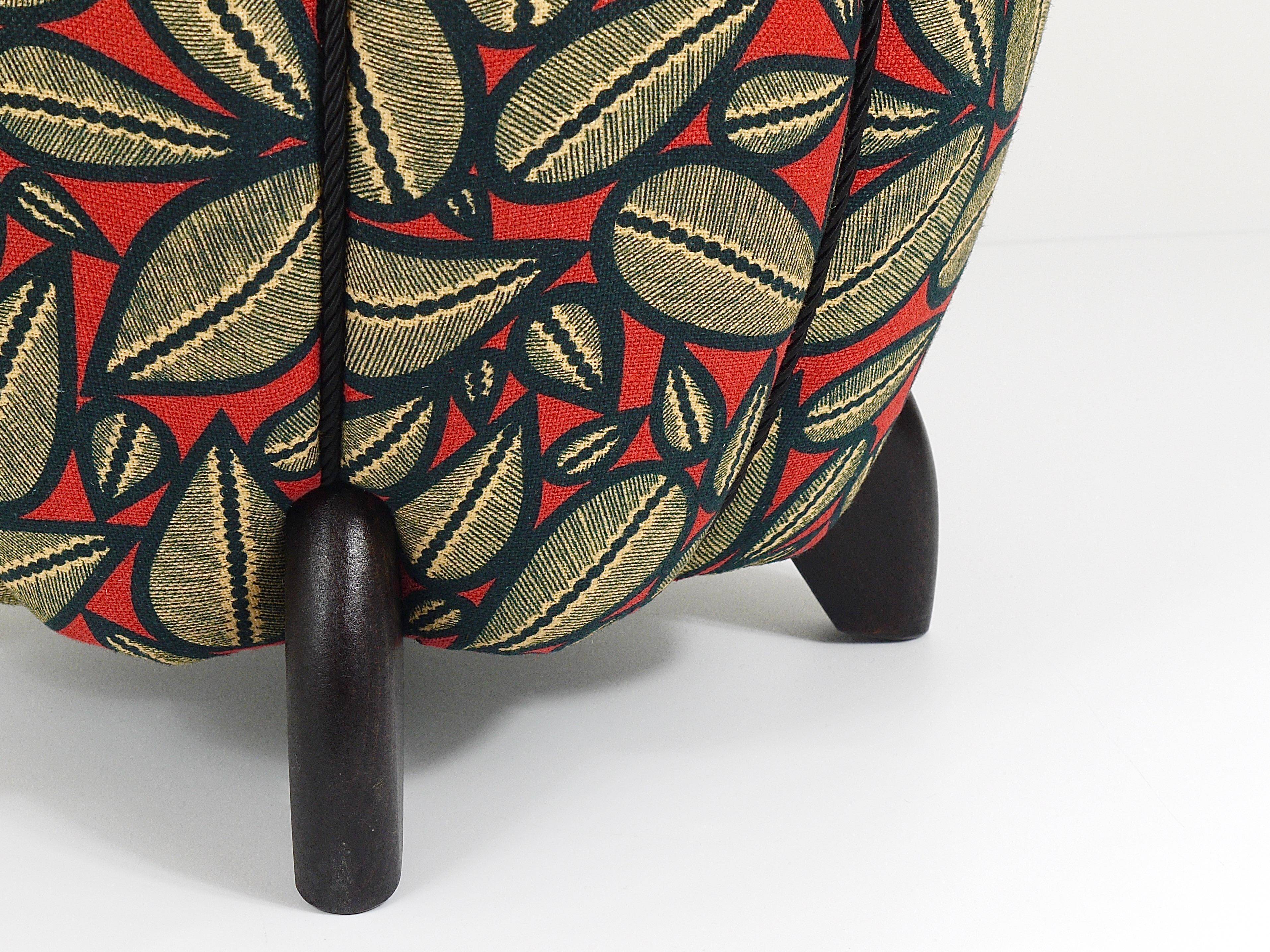 up to 3 Art Deco stools by Jindrich Halabala, leaf pattern, pouf, ottoman, 1930s