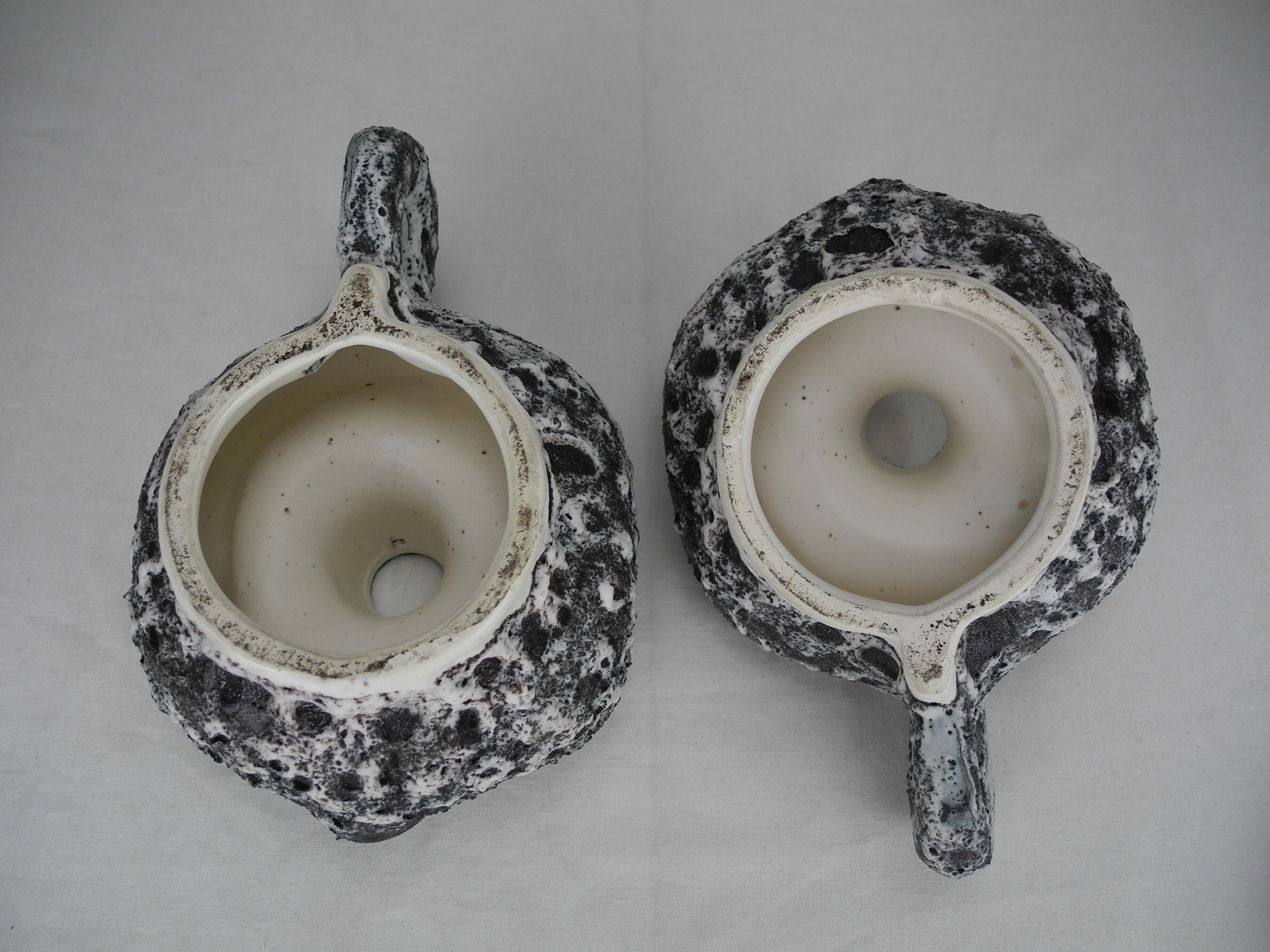 Pair of ceramic candlesticks Vallauris fat lava Keramik