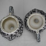Pair of ceramic candlesticks Vallauris fat lava Keramik