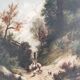 Shepherd with his sheep oil on panel 19th century