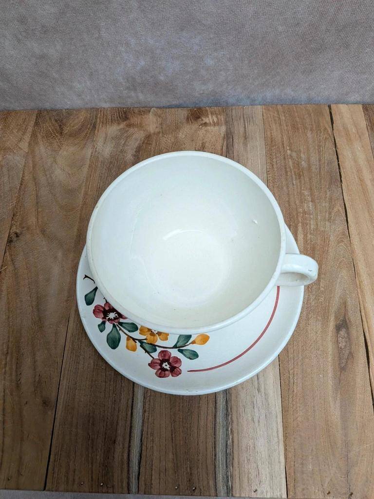 Cup and saucer Sarreguemines model Bitche – Ironstone