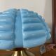 Vintage Art Deco modernist lamp with blue opaline glass and brass.
