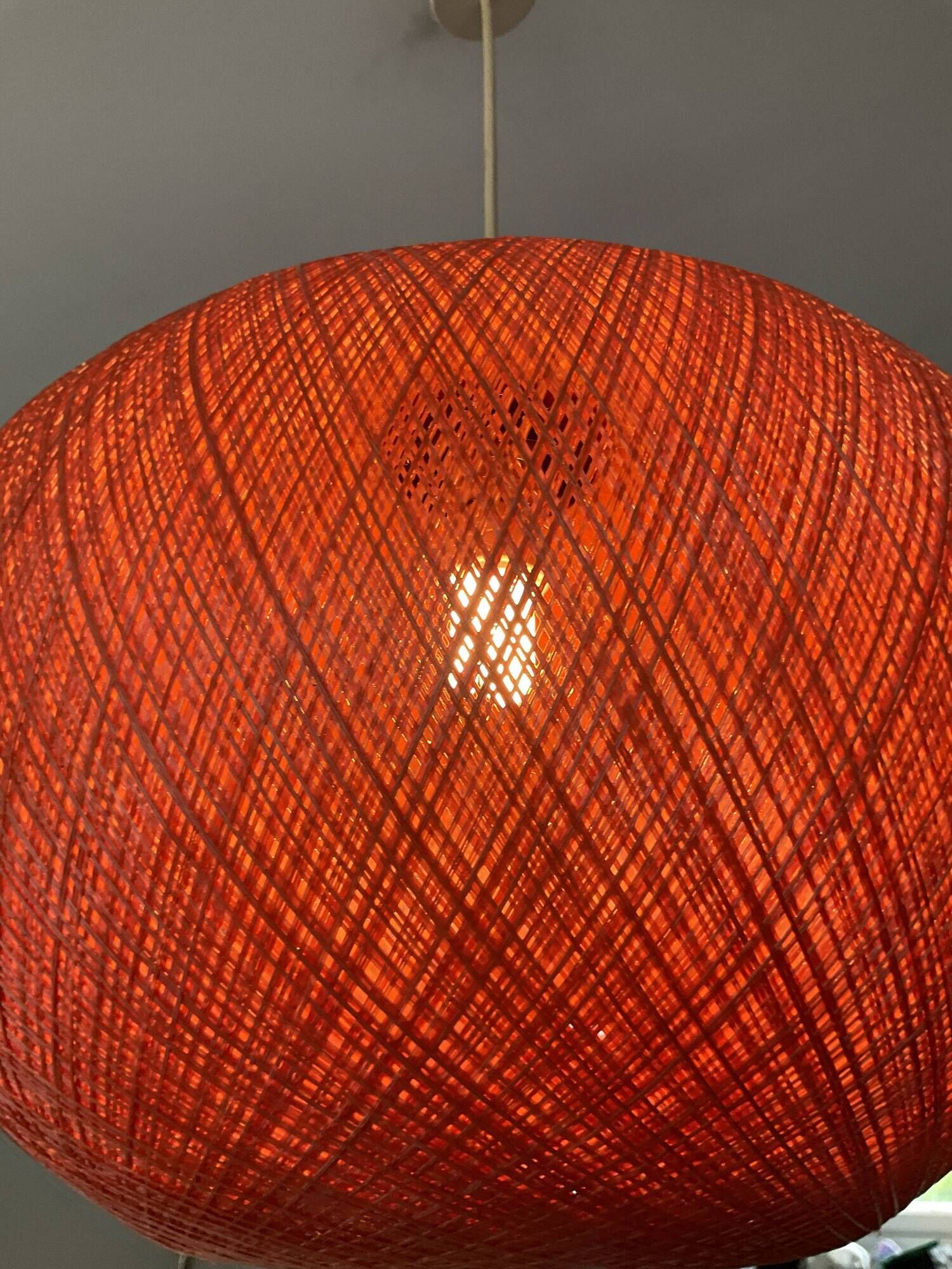 Vintage pendant lamp nylon thread ball 60s-70s