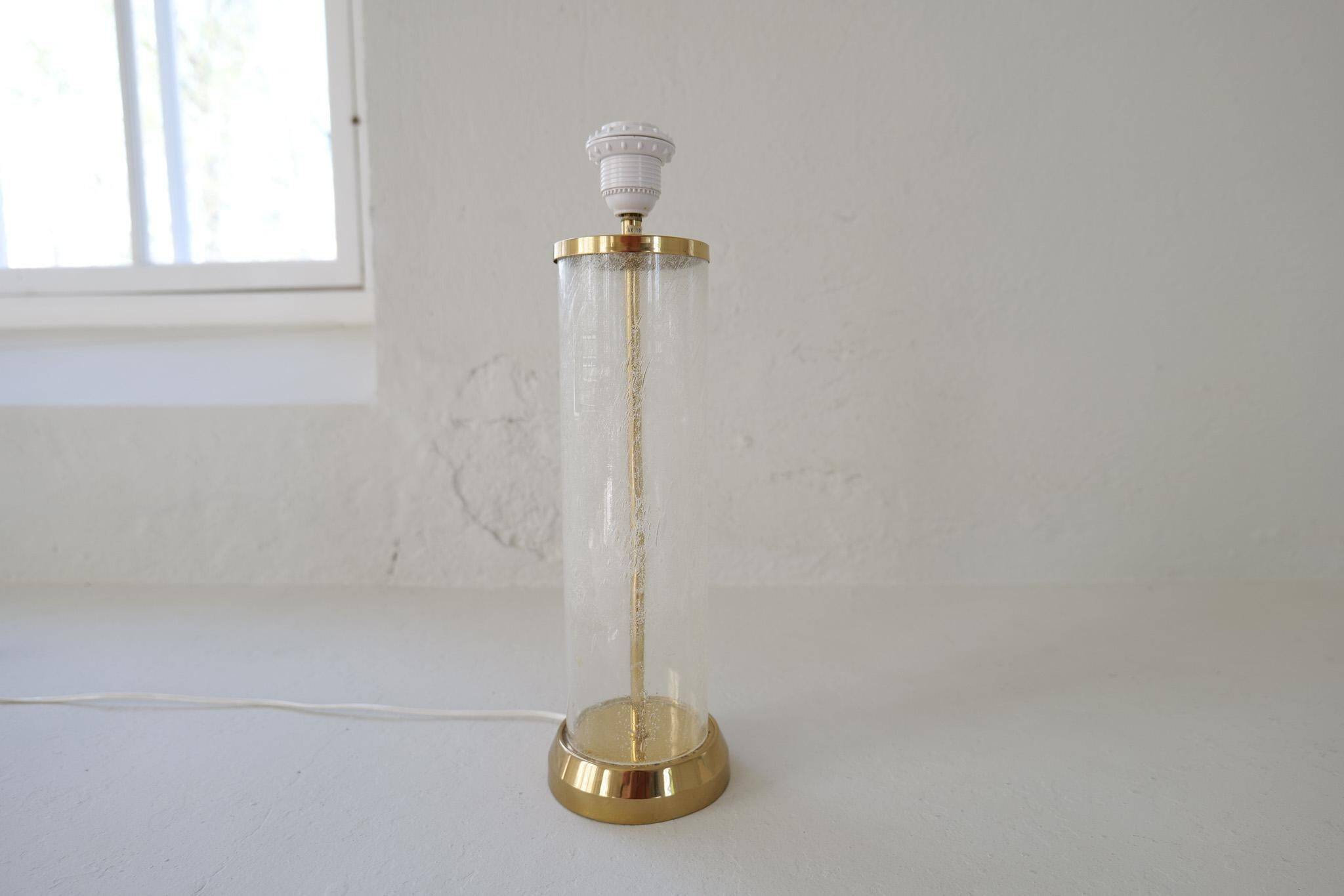 Mid-century glass and brass table lamp Bergbom B-019 Sweden 1960s